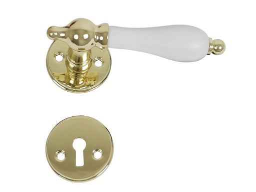Home>it Brass door handle – white grip