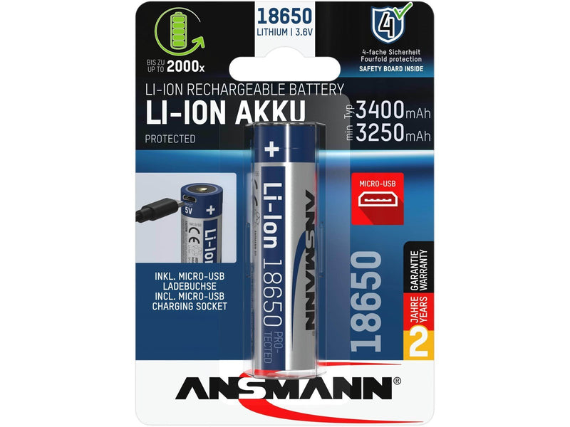 ANSMANN 1 Ansmann Li-Ion 18650 3400mAh 3.6V Micro-USB