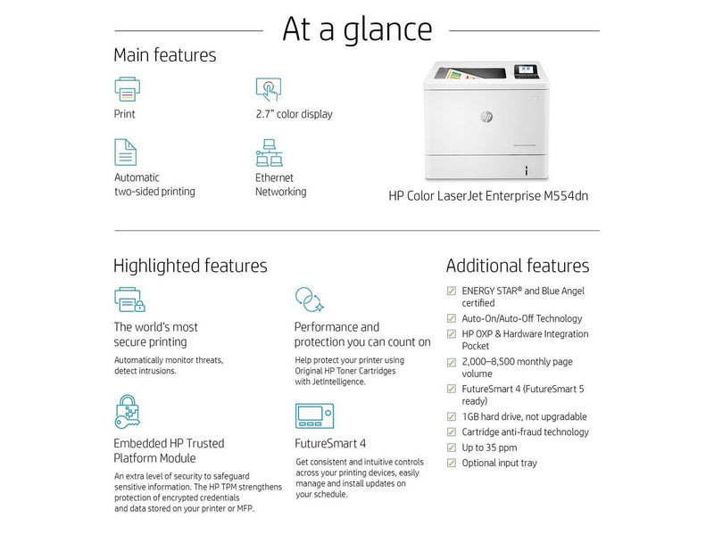 HP LaserJet Enterprise M554dn Color Laser Printer - Farbe - Laser