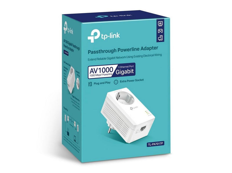 TP-Link Powerline TL-PA7017P AV1000 Gigabit Passthrough Powerline Adapter Homeplugs