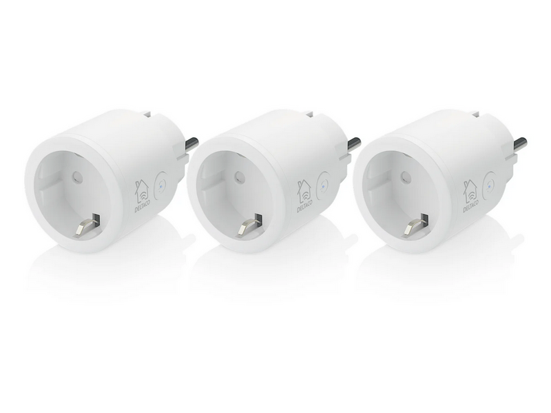 Deltaco SMART HOME switch WiFi 2.4GHz 1xCEE 7/3 10A timer 220-240V 3-pack white