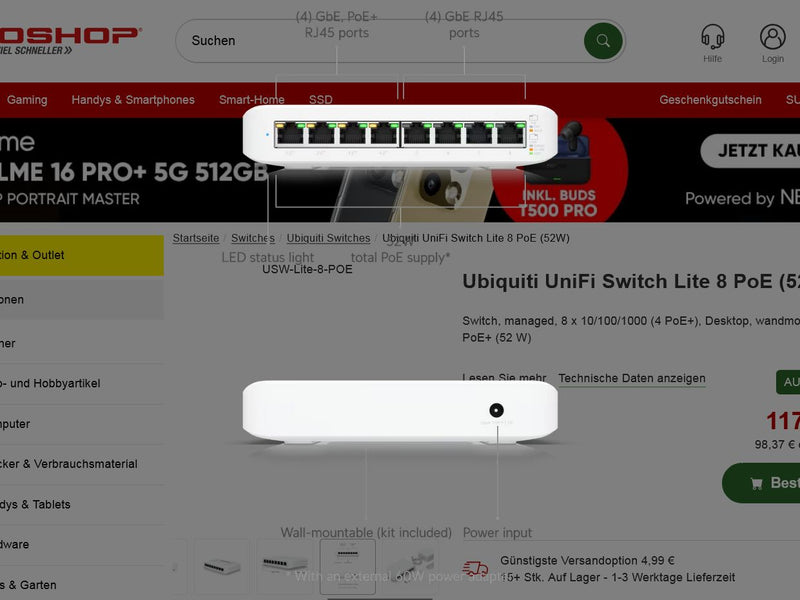 Ubiquiti UniFi Switch Lite 8 PoE (52W)
