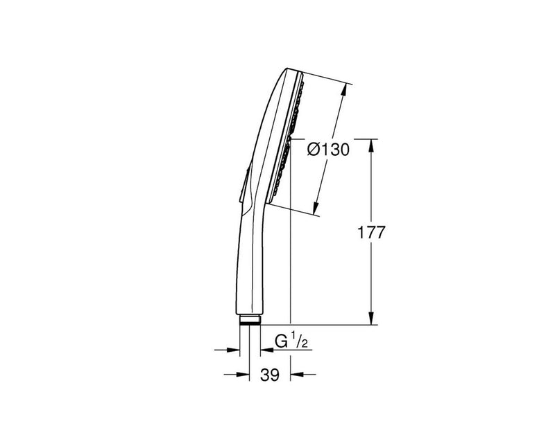 Grohe Rainshower SmartActive 130, Handbrause 3 Strahlarten, chrom