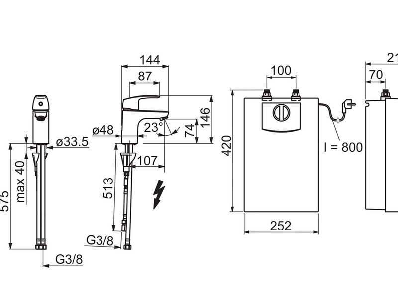 Oras safira washbasin faucet with water heater