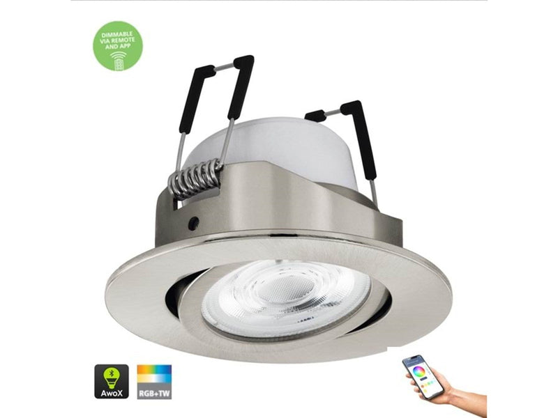 EGLO SALICETO-Z recessed spot RGB+TW 5W Ø88 mm brushed steel