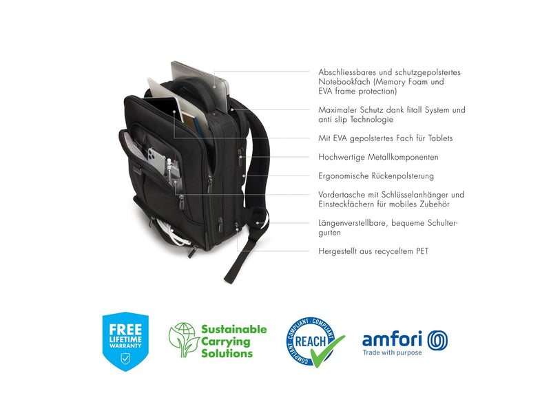 Dicota Eco Pro Rucksack für Laptop 14.1" | Schwarz
