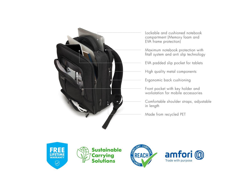 Dicota Eco Pro Rucksack für Laptop 14.1" | Schwarz