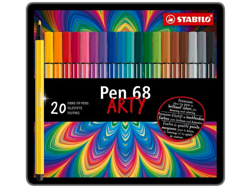 STABILO  Pen 68 Arty metal tin of 20 colors