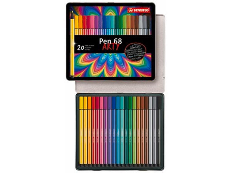 STABILO  Pen 68 Arty metal tin of 20 colors