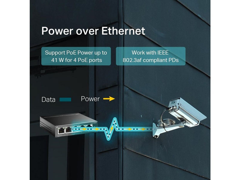 TP-Link TL-SF1005LP 5-Port 10/100Mbps Desktop PoE Switch with 4-Port PoE (41W)