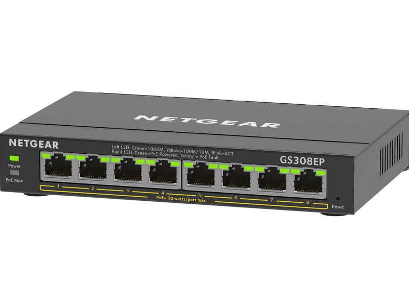 Netgear GS308EP 8-Port PoE+ Gigabit Ethernet Plus Switch (62W)