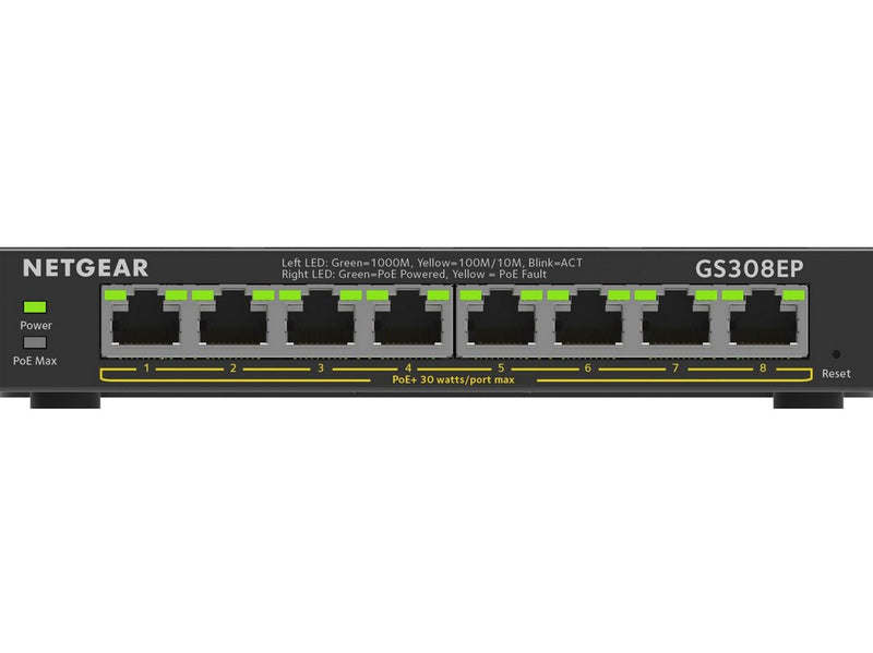 Netgear GS308EP 8-Port PoE+ Gigabit Ethernet Plus Switch (62W)