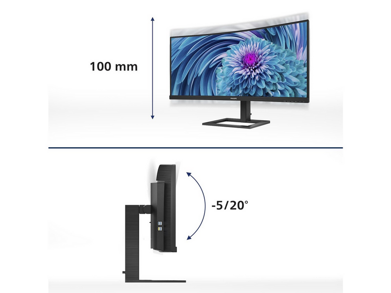 34" Philips E-line 346E2CUAE - 3440x1440 (UWQHD) - 100Hz - VA - 65W USB-C