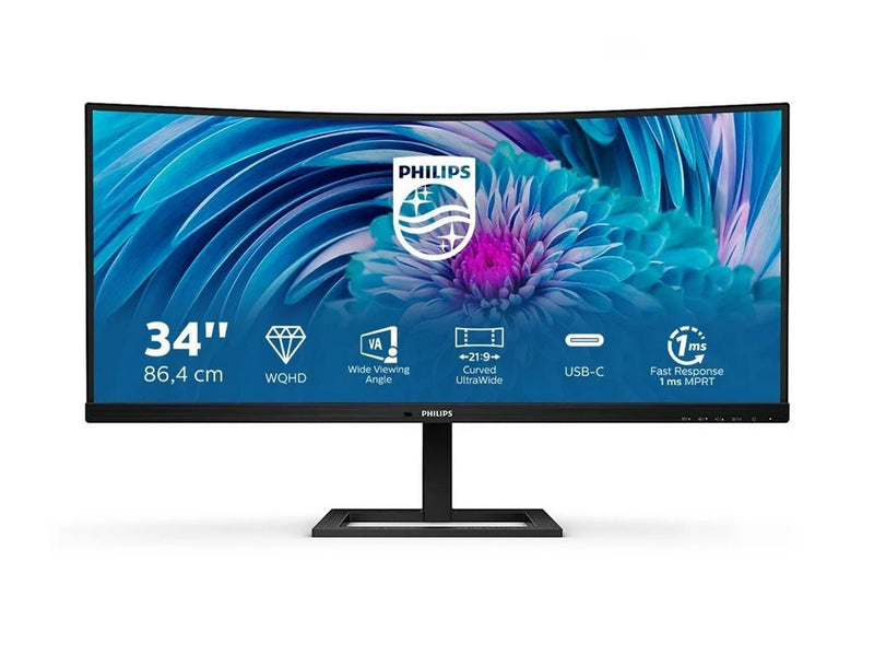 34" Philips E-line 346E2CUAE - 3440x1440 (UWQHD) - 100Hz - VA - 65W USB-C