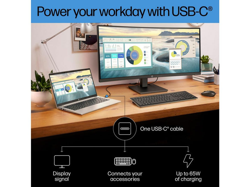 HP P34hc G4 - 3440x1440 (UWQHD) - 60Hz - VA - 65W USB-C