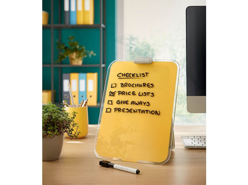 Leitz Cosy Desktop-Notizboard mit Glasoberfläche Warmes Gelb
