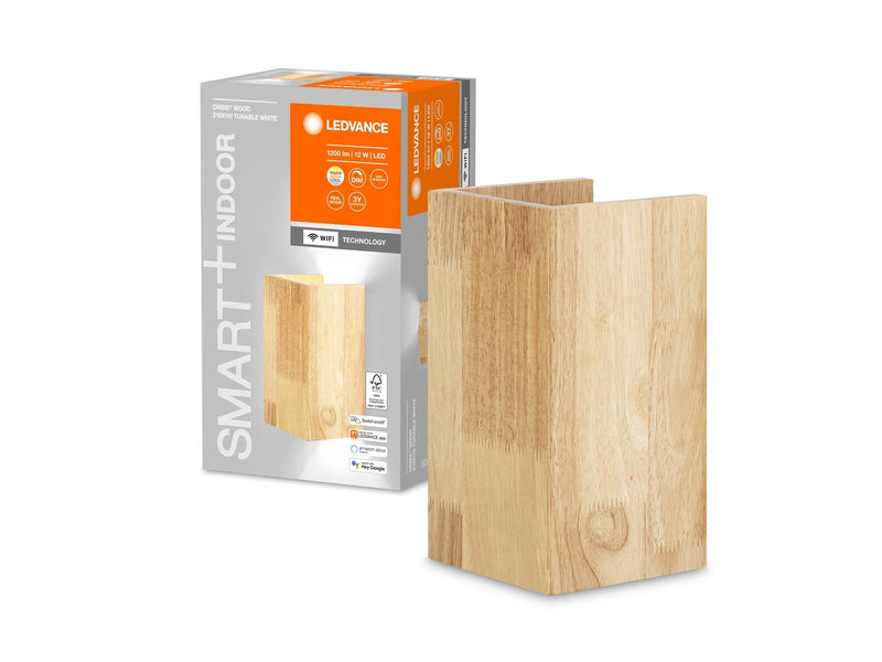 LEDVANCE SMART+ Orbis Wall lamp wood square 20x11cm 600lm 1