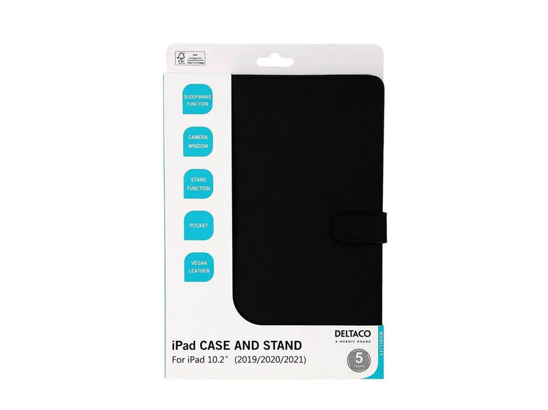 Deltaco Apple iPad 10.2" 2020 Case Artificial Leather Case - Black