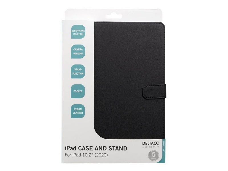 Deltaco Apple iPad 10.2" 2020 Case Artificial Leather Case - Black
