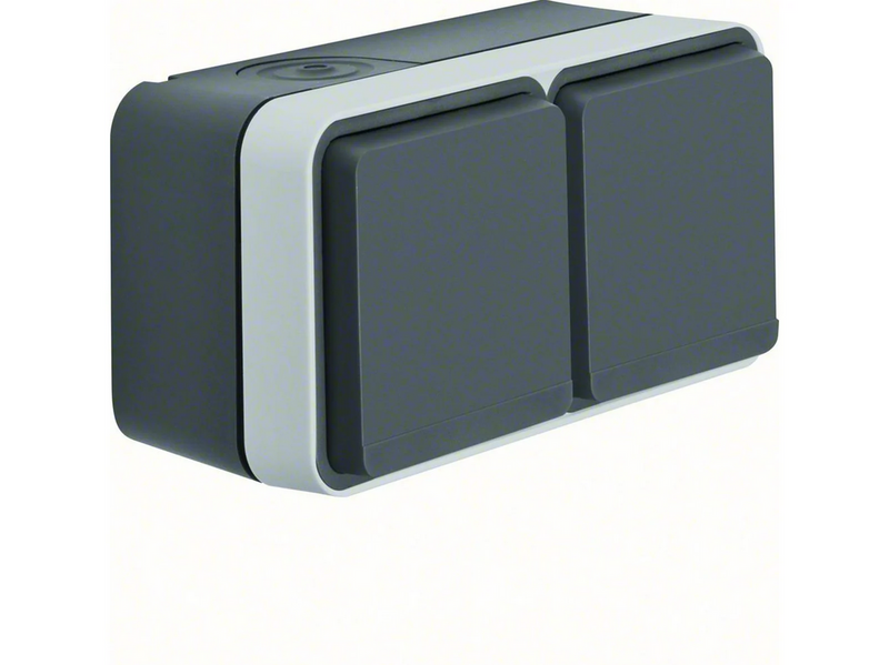 Berker Schuko socket outlet 2gang horizon w1 grey