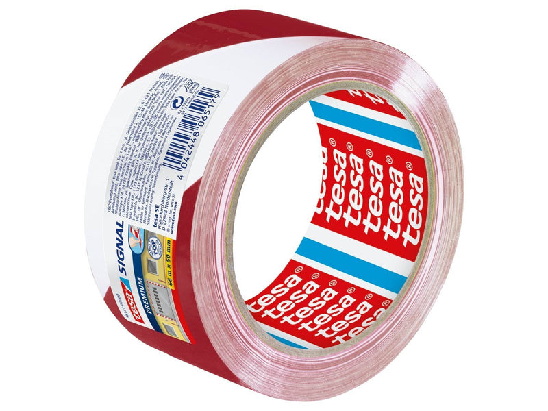 tesa Signal Premium Warning marking tape 66m x 50mm Red-White