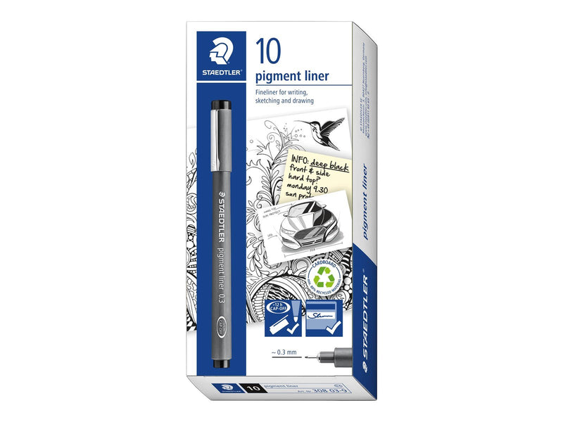 Staedtler Fineliner pigment liner 10 pcs  0.3mm black