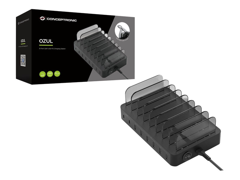 Conceptronics Conceptronic OZUL charging station - 6 x USB 2 x USB-C - 75 Watt