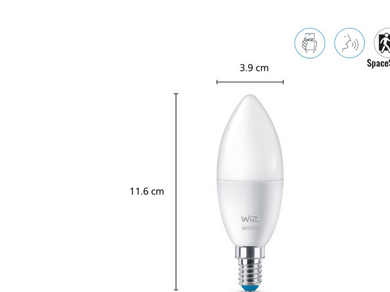 WiZ Tunable C37 E14 Smart Candle Bulb 2-pack - Dimmable warm-to-cold White LED