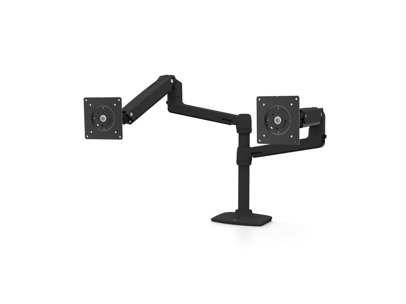 Ergotron LX Dual Stacking Arm (matte black) with Low-Profile Top-Mount Clamp
