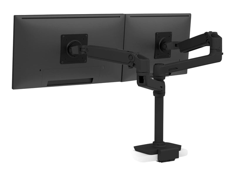 Ergotron LX Dual Stacking Arm (matte black) with Low-Profile Top-Mount Clamp