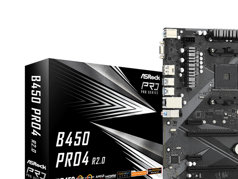 ASRock B450 Pro4 R2.0 Mainboard - AMD B450 - AMD AM4 socket - DDR4 RAM - ATX