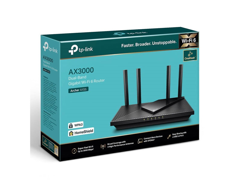 TP-Link Archer AX55 AX3000 Dual Band Gigabit Wi-Fi 6 Router - Wireless router Wi-Fi 6
