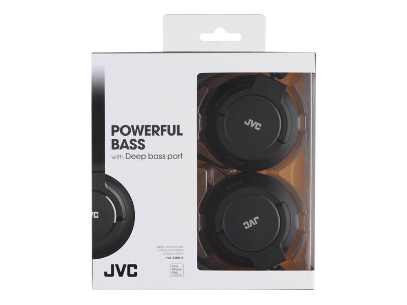 JVC  HA-S180 lightweight headphones. Black
