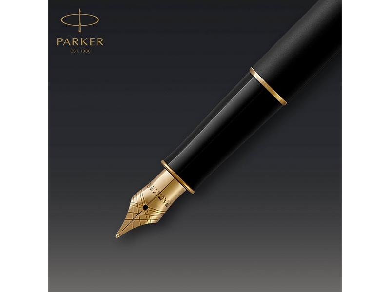 Parker Sonnet Füller | Matt-Schwarze Lackierung mit Goldzierteilen | Füllfederhalter mit feiner Feder | Geschenkbox