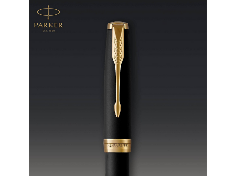 Parker Sonnet Füller | Matt-Schwarze Lackierung mit Goldzierteilen | Füllfederhalter mit feiner Feder | Geschenkbox