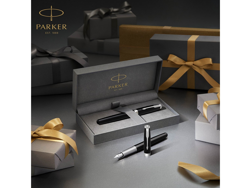 Parker Sonnet Füller | Matt-Schwarze Lackierung mit Goldzierteilen | Füllfederhalter mit feiner Feder | Geschenkbox