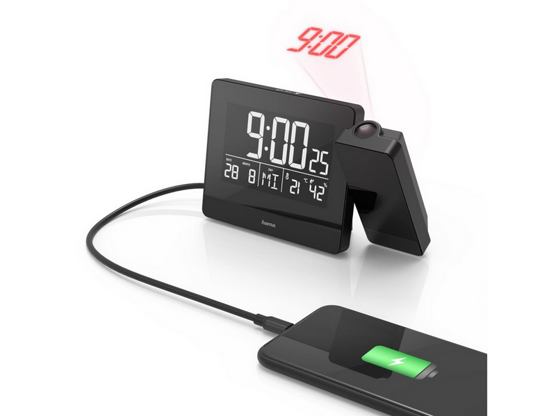 Hama Plus Charge - alarm clock - electronic - desktop - black