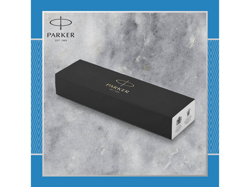 Parker IM Kugelschreiber | Blaugraue Premium-Lackierung mit Chromverzierung | Mittlere Schreibspitze mit blauer Nachfüllmine | Geschenkbox