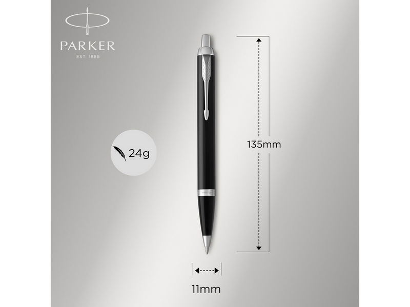 Parker IM Duo-Geschenkset mit Kugelschreiber und Füller | Hochglänzend Schwarz mit Chromzierteilen | Nachfüllmine und -patrone mit blauer Tinte | Geschenkbox