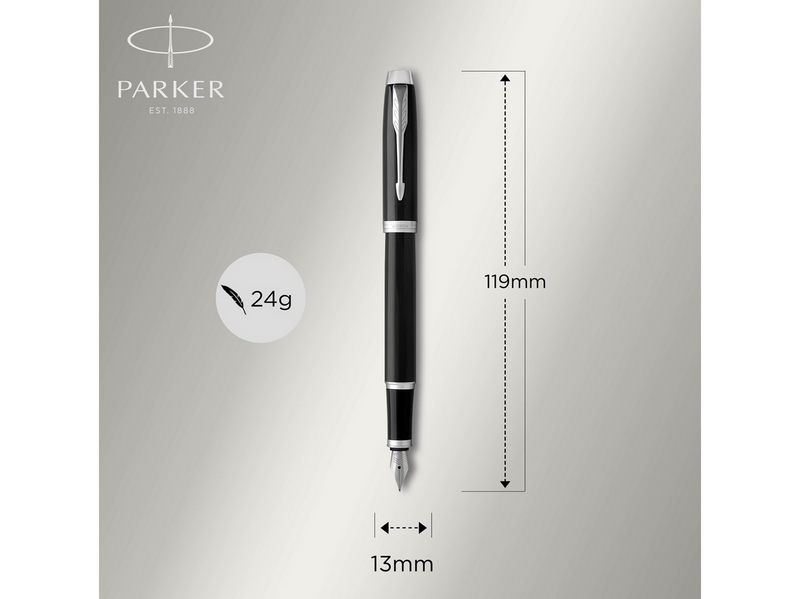 Parker IM Duo-Geschenkset mit Kugelschreiber und Füller | Hochglänzend Schwarz mit Chromzierteilen | Nachfüllmine und -patrone mit blauer Tinte | Geschenkbox