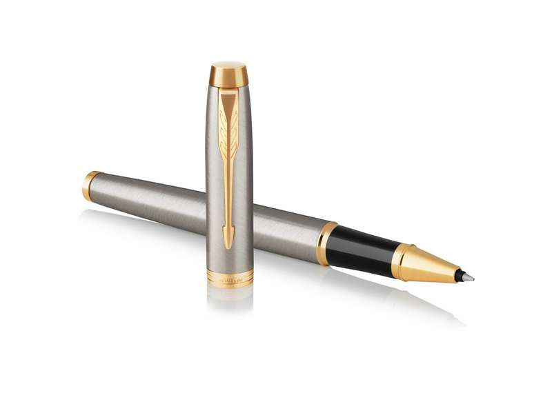 Parker IM Tintenroller | Brushed Metal | feine Spitze | Schwarz | Geschenkbox
