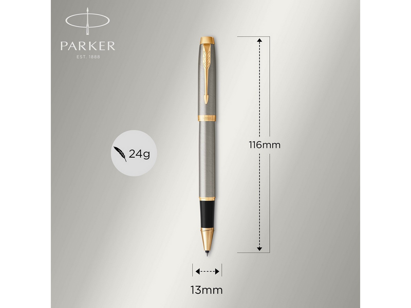 Parker IM Tintenroller | Brushed Metal | feine Spitze | Schwarz | Geschenkbox