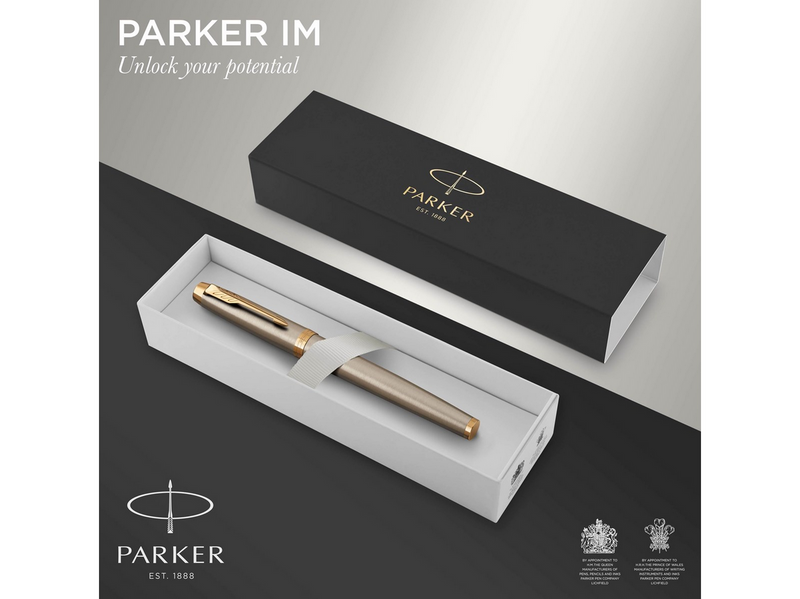 Parker IM Tintenroller | Brushed Metal | feine Spitze | Schwarz | Geschenkbox