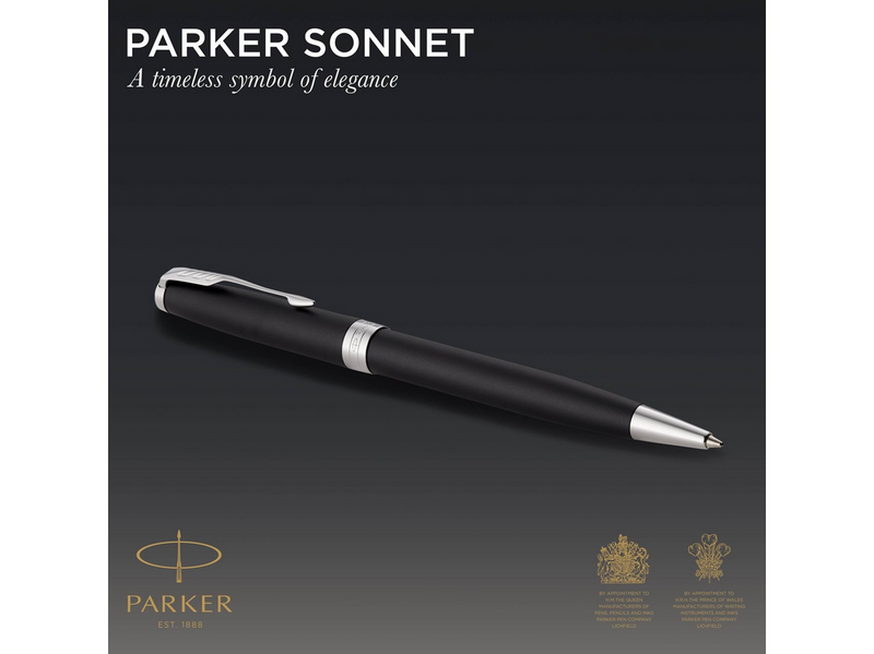 Parker Sonnet Kugelschreiber | Matt-Schwarze Lackierung mit Palladiumzierteilen | Mittlere Spitze | schwarze Tinte | Geschenkbox