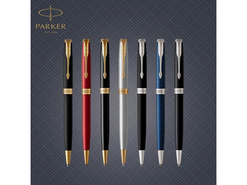 Parker Sonnet Kugelschreiber | Matt-Schwarze Lackierung mit Palladiumzierteilen | Mittlere Spitze | schwarze Tinte | Geschenkbox
