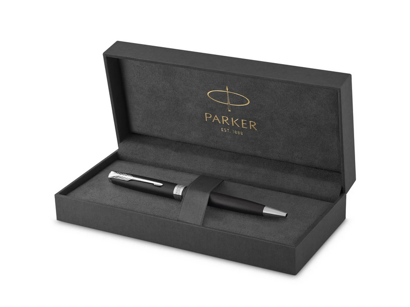 Parker Sonnet Kugelschreiber | Matt-Schwarze Lackierung mit Palladiumzierteilen | Mittlere Spitze | schwarze Tinte | Geschenkbox