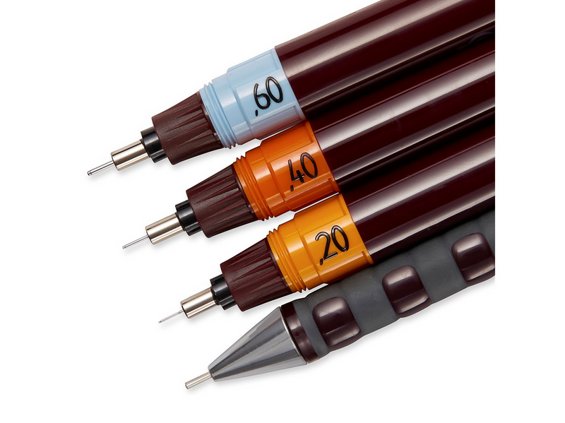 Rotring rOtring Isograph Fineliner College Set | 3 Isograph Tuschefüller (0,20 mm, 0,40 mm und 0,60 mm), Tikky Druckbleistift (0,5mm) und Zubehör