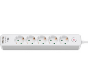 Pro 5-way w/switch - 2xUSB ports - Weiß - 1.5m