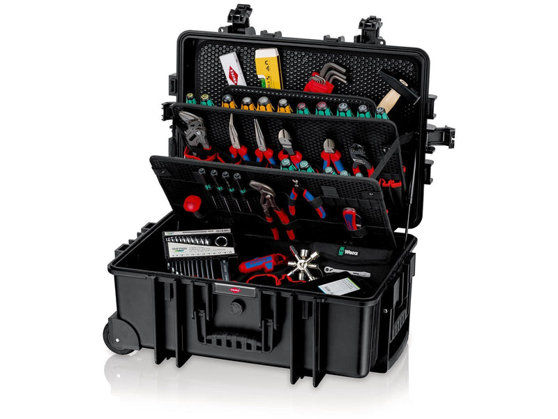 KNIPEX Werkzeugkoffer "Robust45 Move" Mechanik, 90-teilig, mit integrierten Rollen und Teleskopgriff