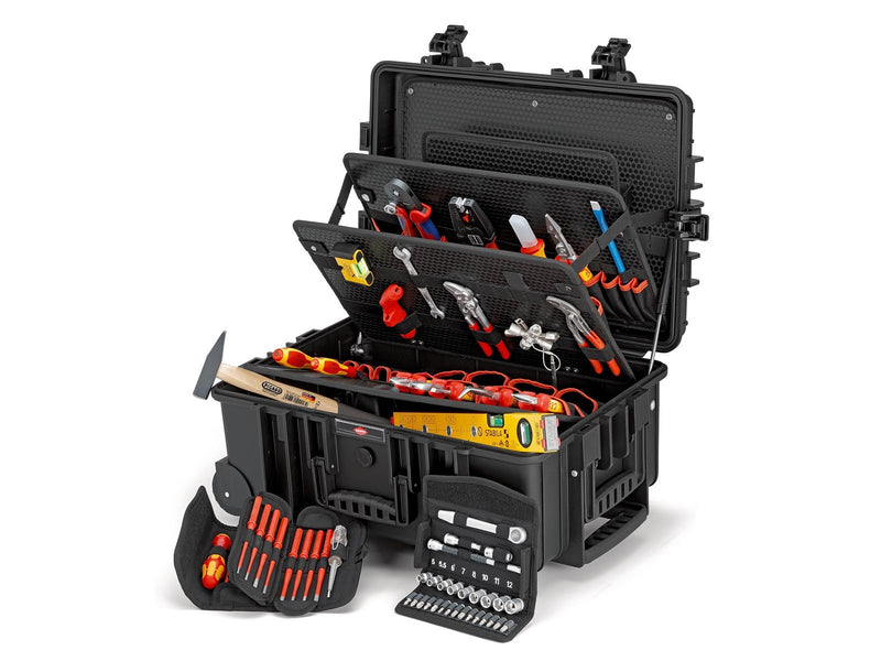 KNIPEX Werkzeugkoffer "Robust45 Move" Elektro, 63-teilig, mit integrierten Rollen und Teleskopgriff